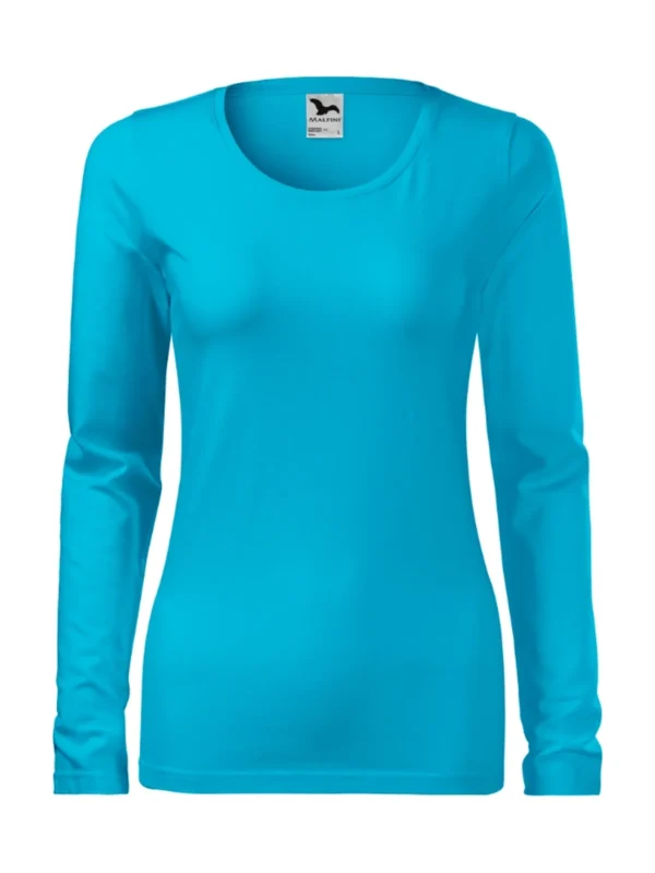 Koszulka slim-fit bawełniana damska Slim Malfini turkusowa