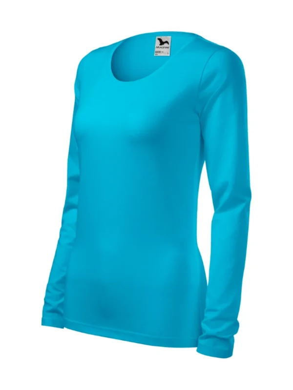 Koszulka slim-fit bawełniana damska Slim Malfini turkusowa