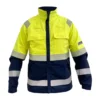 Kurtka robocza antystatyczna zabezpiecza przed ogniem, łukiem elektrycznym, wyładowaniami i chemikaliami BoSafety MULTISAFE III kat. Hi-vis Klasa 2 Żółty odblaskowy/Ciemnoniebieski