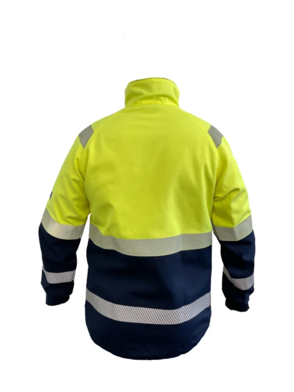 Kurtka robocza antystatyczna zabezpiecza przed ogniem, łukiem elektrycznym, wyładowaniami i chemikaliami BoSafety MULTISAFE III kat. Hi-vis Klasa 2 Żółty odblaskowy/Ciemnoniebieski
