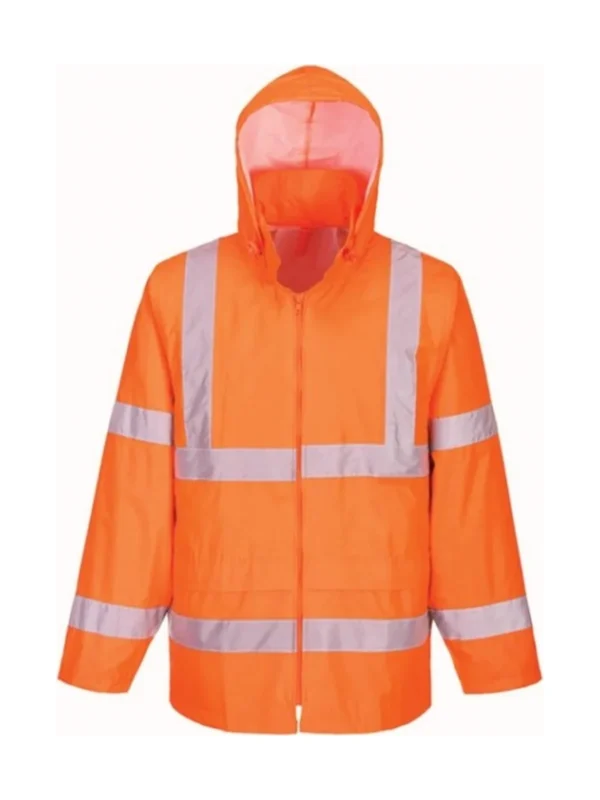 Kurtka robocza przeciwdeszczowa z odblaskowymi elementami wodoodporna BoSafety Oxford Hi-vis Class 3 pomarańczowa