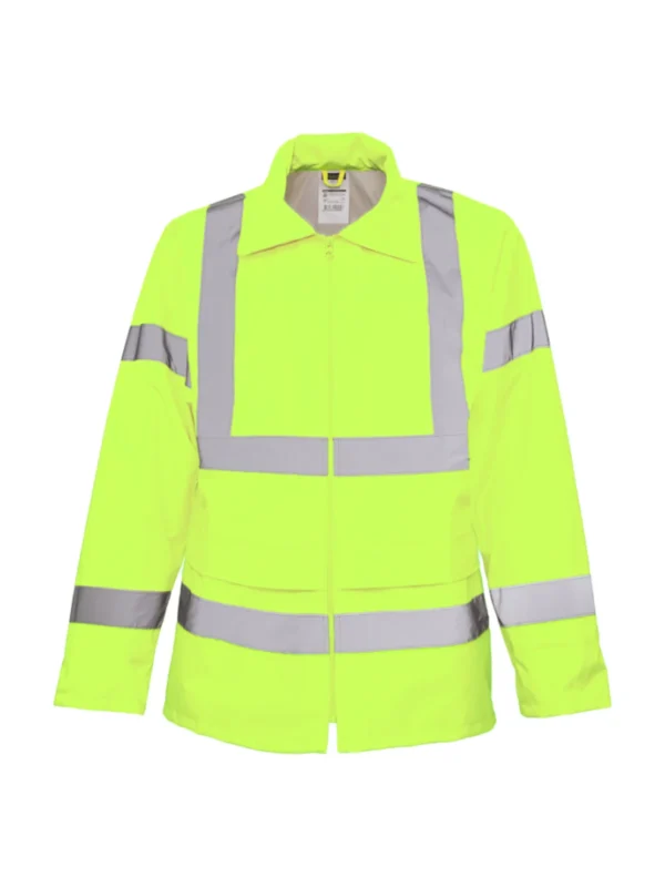 Kurtka robocza przeciwdeszczowa z odblaskowymi elementami wodoodporna BoSafety Oxford Hi-vis Class 3 zółta