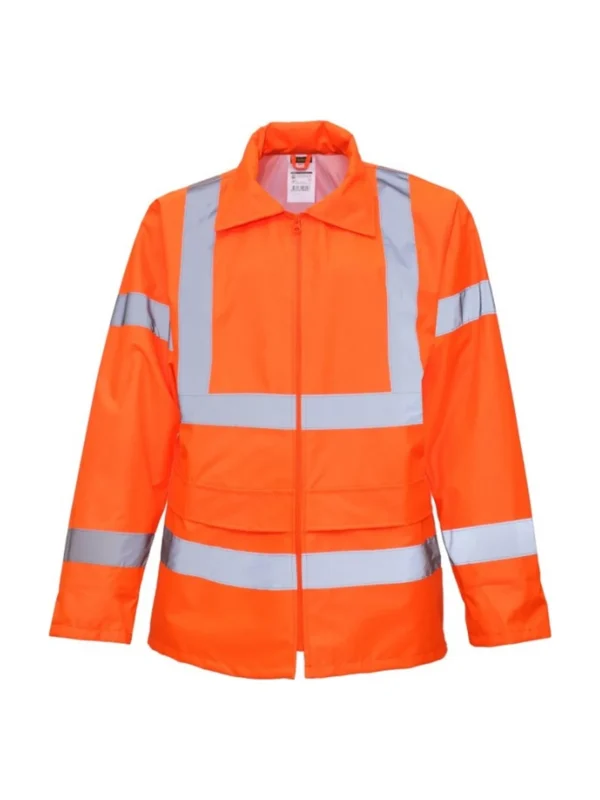 Kurtka robocza przeciwdeszczowa z odblaskowymi elementami wodoodporna BoSafety Oxford Hi-vis Class 3 pomarańczowa