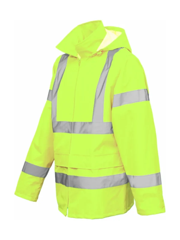 Kurtka robocza przeciwdeszczowa z odblaskowymi elementami wodoodporna BoSafety Oxford Hi-vis Class 3 zółta
