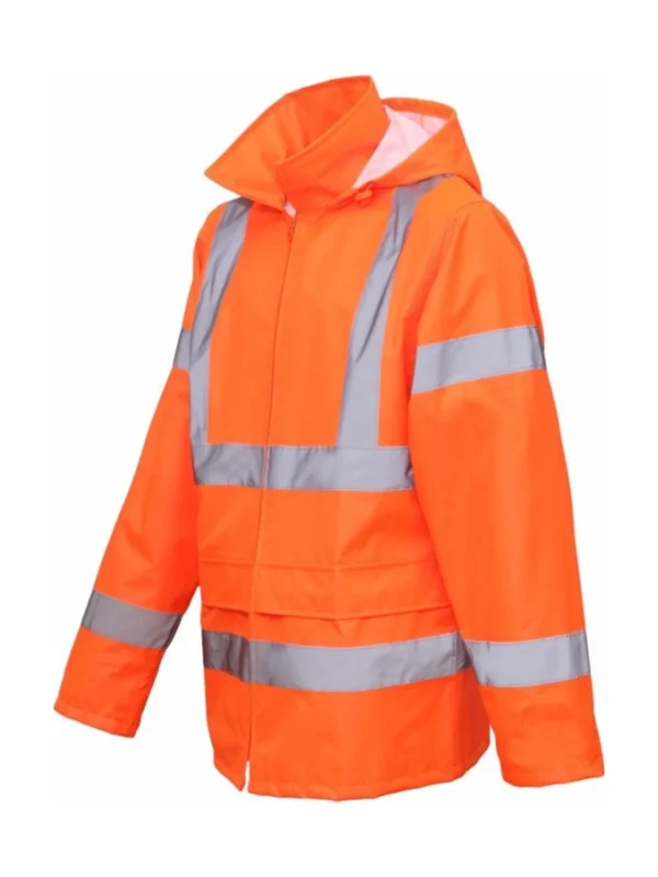 Kurtka robocza przeciwdeszczowa z odblaskowymi elementami wodoodporna BoSafety Oxford Hi-vis Class 3 pomarańczowa