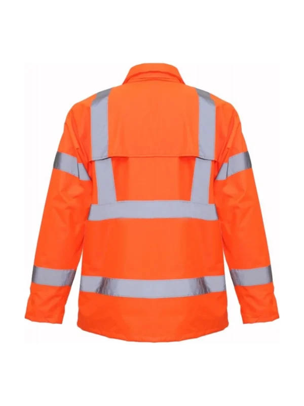 Kurtka robocza przeciwdeszczowa z odblaskowymi elementami wodoodporna BoSafety Oxford Hi-vis Class 3 pomarańczowa