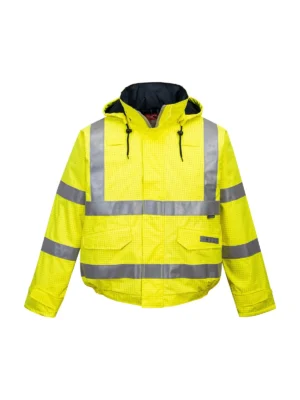 Kurtka trudnopalna ostrzegawcza antystatyczna Bizflame Rain Bomber żółta Portwest S773