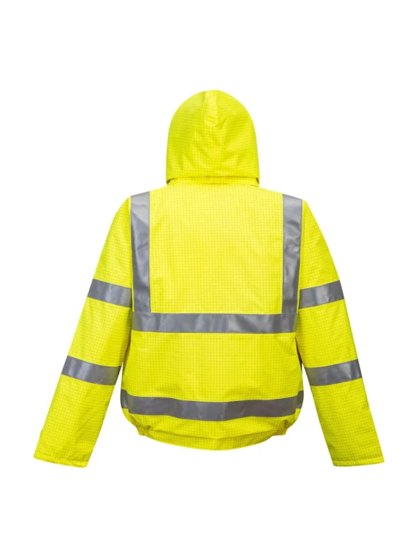 Kurtka trudnopalna ostrzegawcza antystatyczna Bizflame Rain Bomber żółta Portwest S773