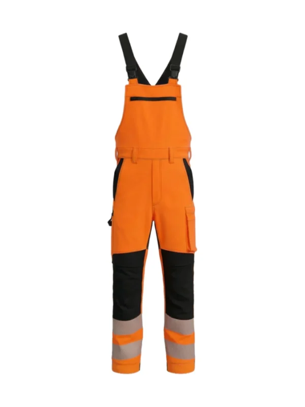 Ogrodniczki robocze BoSafety BP-COMBO-C2 - komfort bawełny i elastyczność technologii stretch HI-VIS ostrzegawcze pomarańczowe