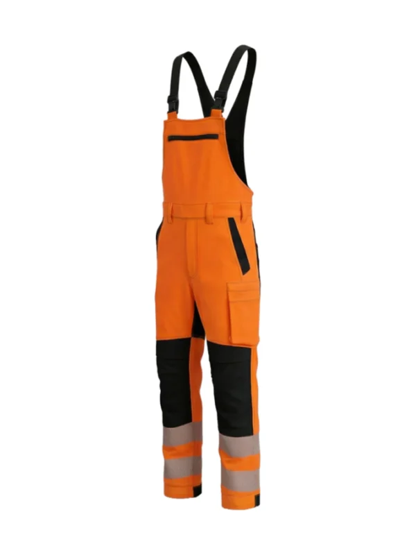 Ogrodniczki robocze BoSafety BP-COMBO-C2 - komfort bawełny i elastyczność technologii stretch HI-VIS ostrzegawcze pomarańczowe