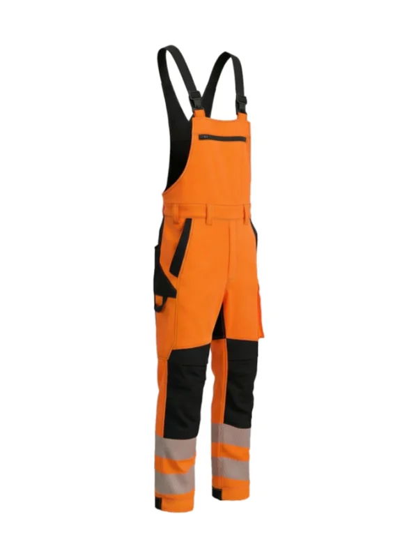 Ogrodniczki robocze BoSafety BP-COMBO-C2 - komfort bawełny i elastyczność technologii stretch HI-VIS ostrzegawcze pomarańczowe