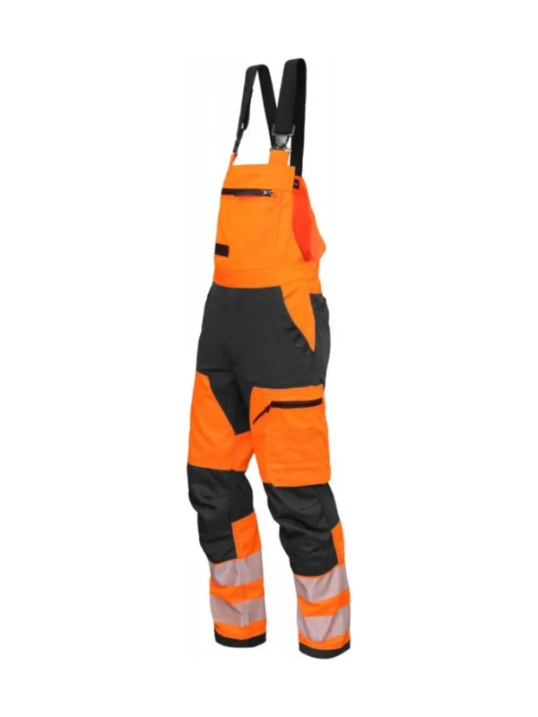 Ogrodniczki robocze BoSafety MASHUP Klasa 2 z elastycznymi wstawkami Hi-Vis pomarańczowo-czarne
