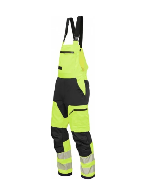 Ogrodniczki robocze BoSafety MASHUP Klasa 2 z elastycznymi wstawkami Hi-Vis zółto-czarne