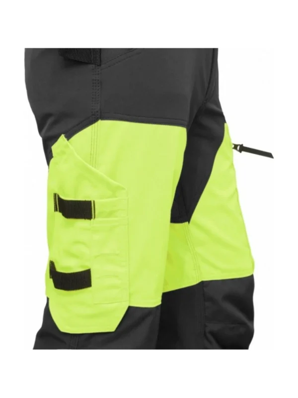 Ogrodniczki robocze BoSafety MASHUP Klasa 2 z elastycznymi wstawkami Hi-Vis zółto-czarne