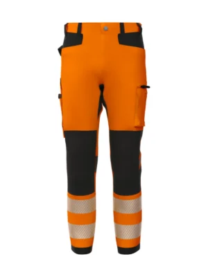 Spodnie robocze 4-kierunkowo elastyczne BoSafety TENSION Hi-vis Klasa 2 pomarańczowo-czarne