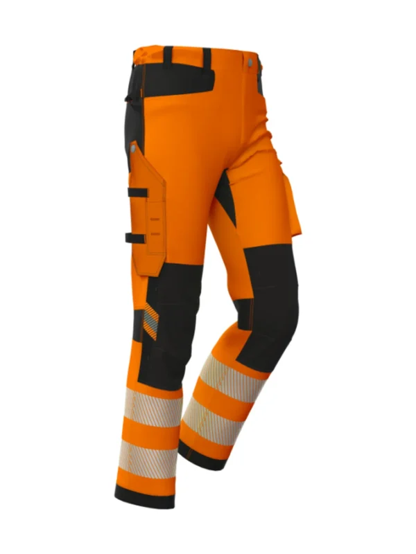 Spodnie robocze 4-kierunkowo elastyczne BoSafety TENSION Hi-vis Klasa 2 pomarańczowo-czarne