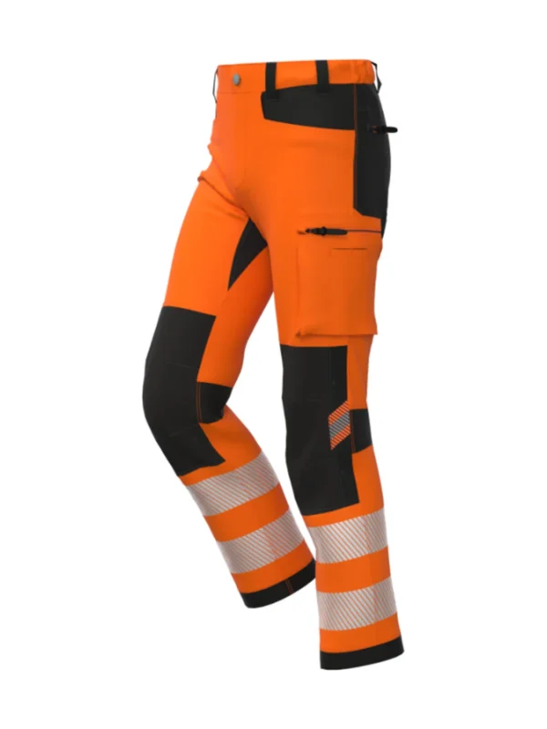Spodnie robocze 4-kierunkowo elastyczne BoSafety TENSION Hi-vis Klasa 2 pomarańczowo-czarne