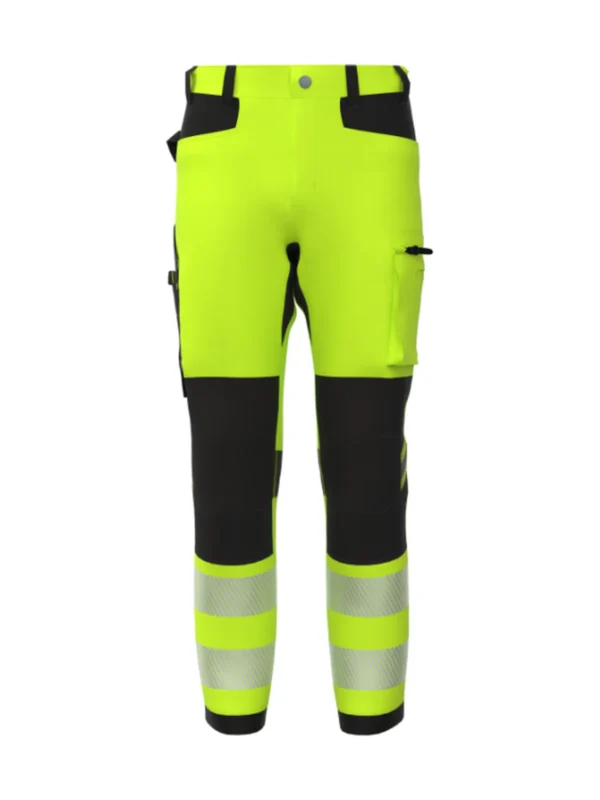Spodnie robocze BoSafety TENSION HI-VIS - technologia 4-Way Stretch i ochrona grafenowa ostrzegawcze żółte