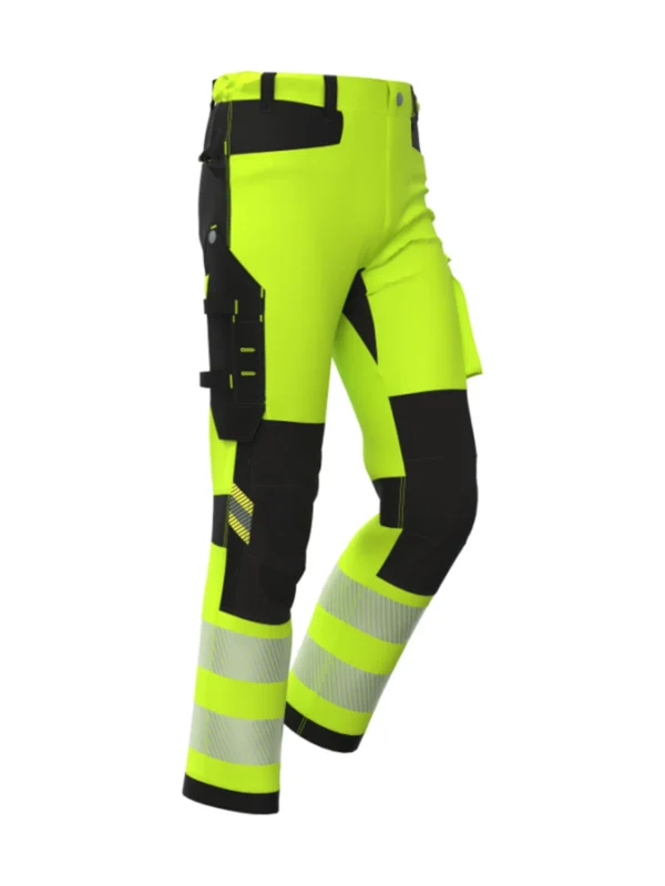 Spodnie robocze BoSafety TENSION HI-VIS - technologia 4-Way Stretch i ochrona grafenowa ostrzegawcze żółte