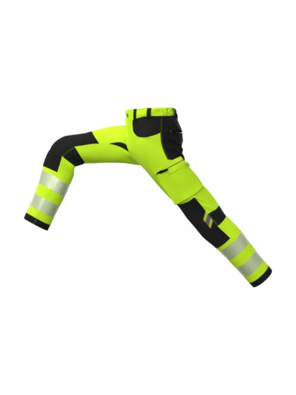 Spodnie robocze BoSafety TENSION HI-VIS - technologia 4-Way Stretch i ochrona grafenowa ostrzegawcze żółte