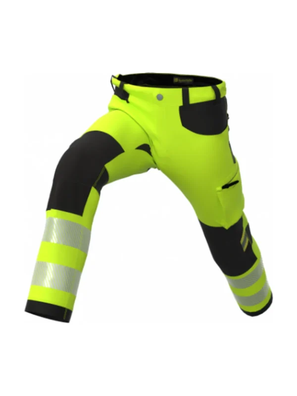 Spodnie robocze BoSafety TENSION HI-VIS - technologia 4-Way Stretch i ochrona grafenowa ostrzegawcze żółte