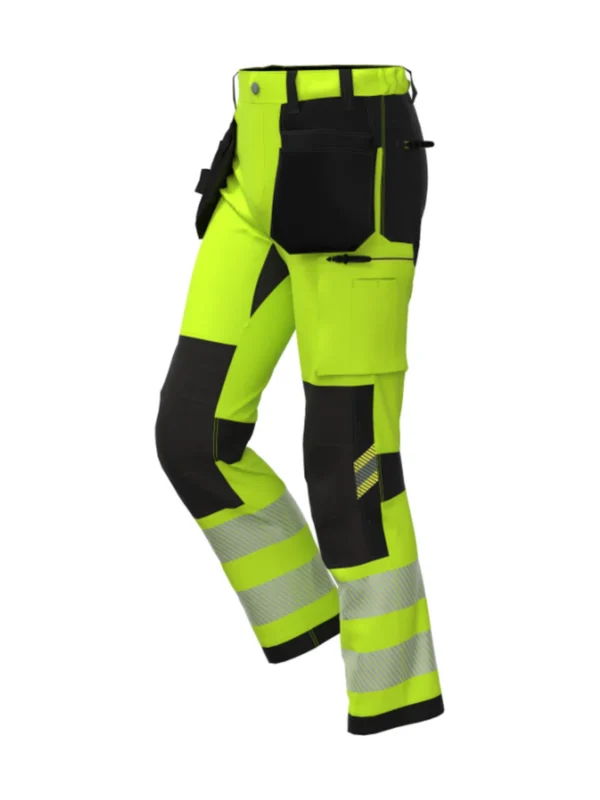 Spodnie robocze BoSafety TENSION PLUS elastyczne wytrzymałe ostrzegawcze BoSafety żółte