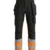 Spodnie robocze BoSafety TR-COMBOPLUS-C1 z technologią 4-Way Stretch Hi-Vis ostrzegawcze czarno-pomarańczowe