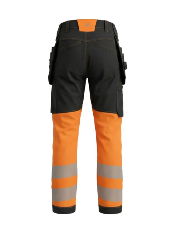 Spodnie robocze BoSafety TR-COMBOPLUS-C1 z technologią 4-Way Stretch Hi-Vis ostrzegawcze czarno-pomarańczowe