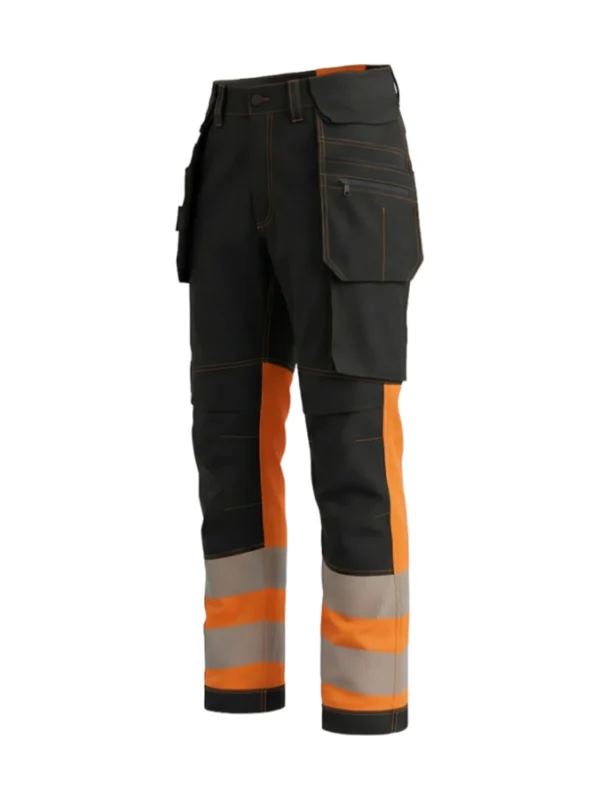 Spodnie robocze BoSafety TR-COMBOPLUS-C1 z technologią 4-Way Stretch Hi-Vis ostrzegawcze czarno-pomarańczowe