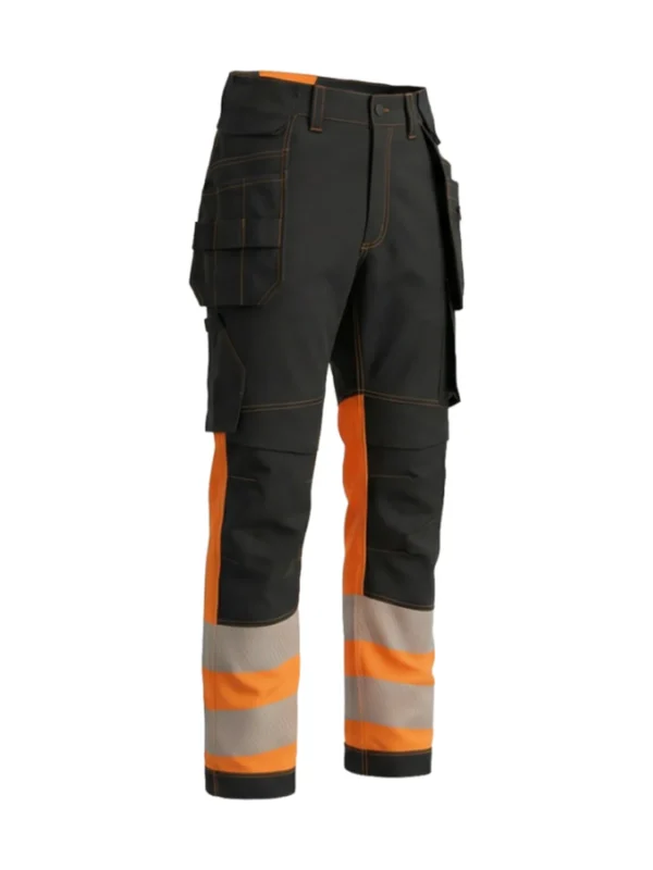 Spodnie robocze BoSafety TR-COMBOPLUS-C1 z technologią 4-Way Stretch Hi-Vis ostrzegawcze czarno-pomarańczowe