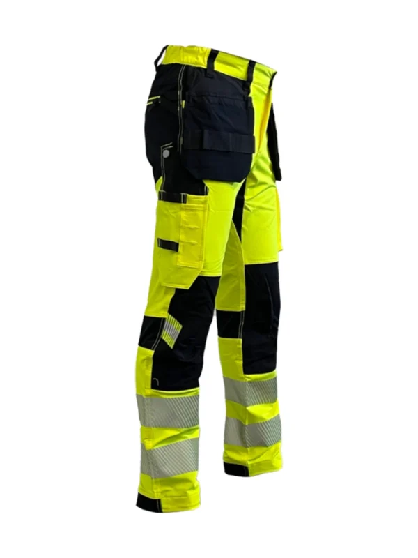 Spodnie robocze odblaskowe BoSafety TENSION PLUS Hi-vis Klasa 2 elastyczny materiał 4-Way Stretch zółto-czarne