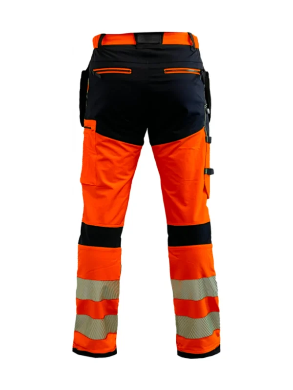 Spodnie robocze odblaskowe BoSafety TENSION PLUS Hi-vis Klasa 2 elastyczny materiał 4-Way Stretch pomarańczowo-czarne