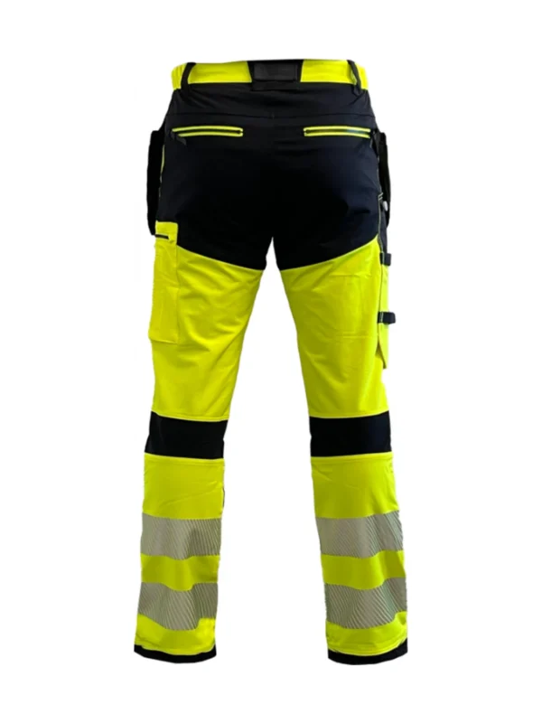 Spodnie robocze odblaskowe BoSafety TENSION PLUS Hi-vis Klasa 2 elastyczny materiał 4-Way Stretch zółto-czarne