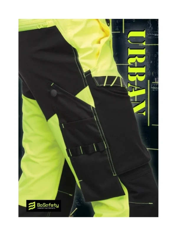 Spodnie robocze ostrzegawcze URBAN BoSafety Hi-vis elastyczne w 4 kierunkach klasa 1 żółte