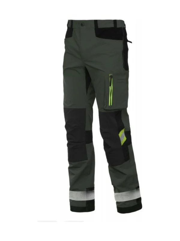 Spodnie robocze TENSION - pełna swoboda ruchów w technologii 4-Way Stretch BoSafety zielone #Bestseller