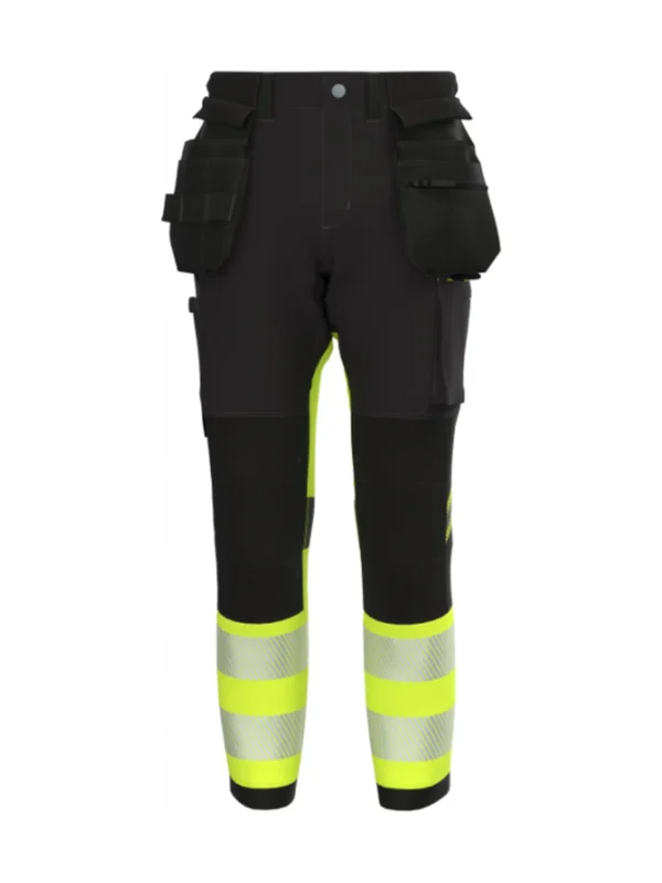 Spodnie robocze z 4-kierunkowym stretchem wytrzymałe ostrzegawcze TENSION PRO Hi-Vis BoSafety czarno/żółte