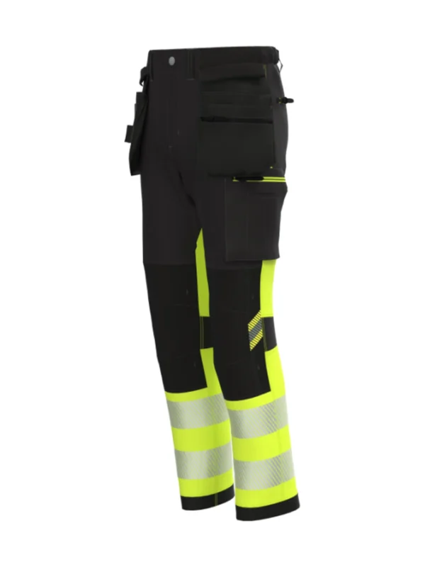 Spodnie robocze z 4-kierunkowym stretchem wytrzymałe ostrzegawcze TENSION PRO Hi-Vis BoSafety czarno/żółte
