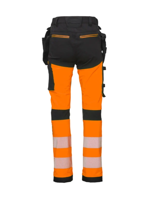 Spodnie robocze z 4-kierunkowym stretchem wytrzymałe ostrzegawcze TENSION PRO Hi-Vis BoSafety czarno/pomarańczowe