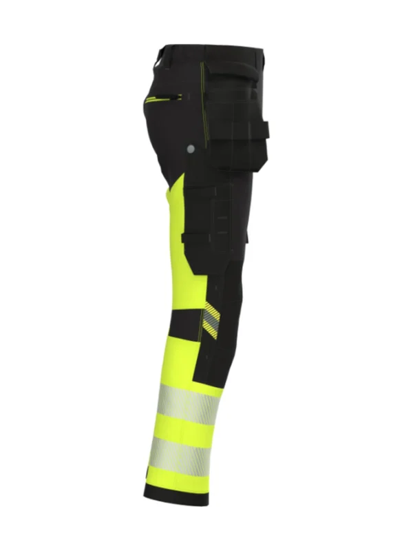 Spodnie robocze z 4-kierunkowym stretchem wytrzymałe ostrzegawcze TENSION PRO Hi-Vis BoSafety czarno/żółte