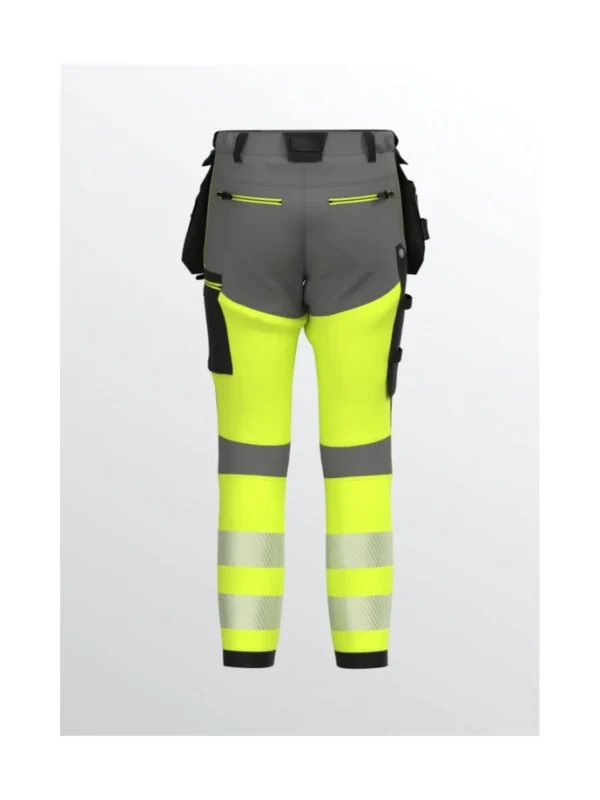 Spodnie robocze z 4-kierunkowym stretchem wytrzymałe ostrzegawcze TENSION PRO Hi-Vis BoSafety szaro/żółte