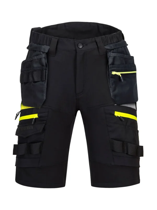 Szorty robocze DX4 czarne z odpinanymi kieszeniami kaburowymi Stretch Pro Portwest DX444