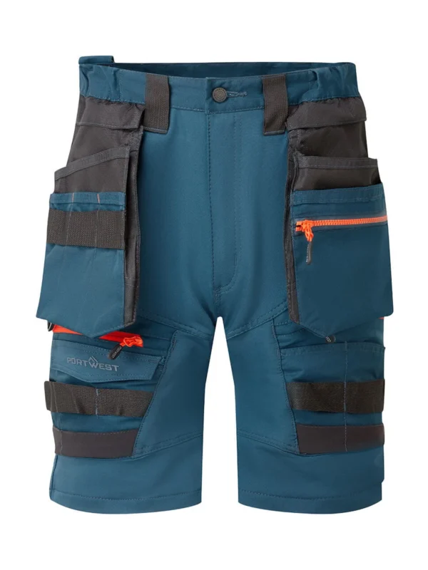Szorty robocze DX4 niebieskie z odpinanymi kieszeniami kaburowymi Stretch Pro Portwest DX444