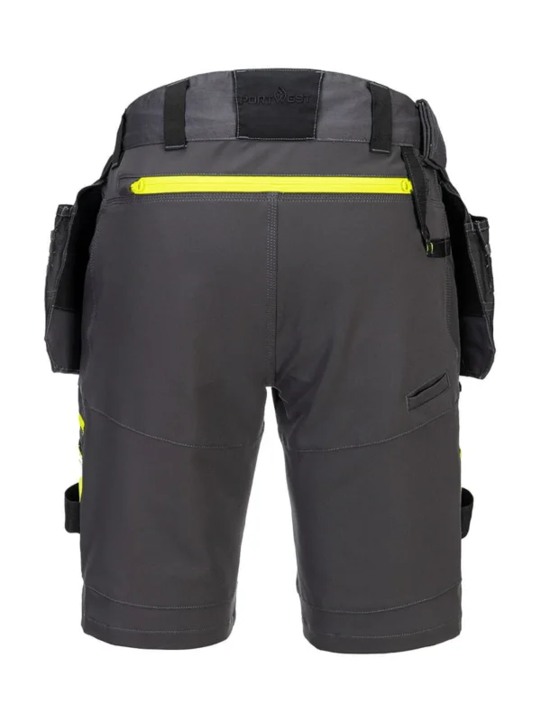 Szorty robocze DX4 szare z odpinanymi kieszeniami kaburowymi Stretch Pro Portwest DX444
