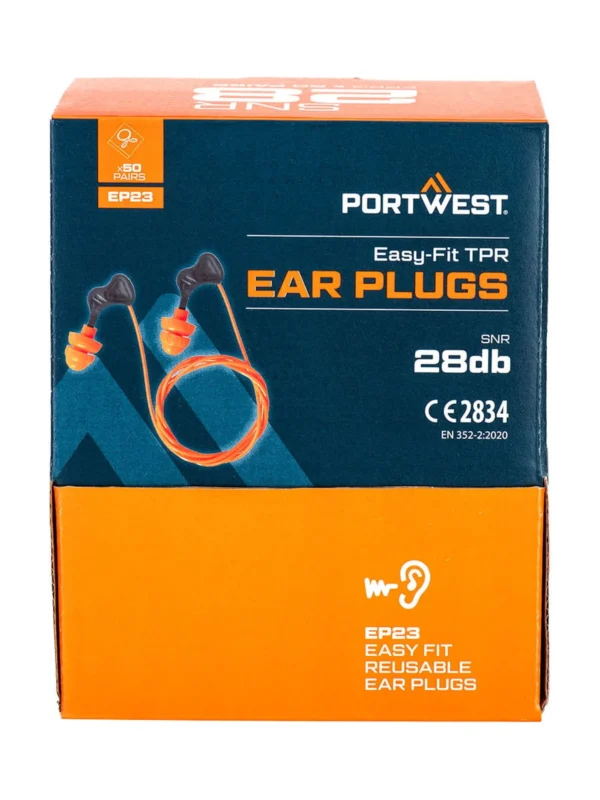 Zatyczki do uszu ze sznurkiem Easy Fit TPR - 50 par Portwest EP23